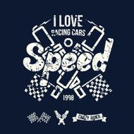Emblem of the racing car in retro style N6