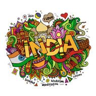 India hand lettering and doodles elements background N2