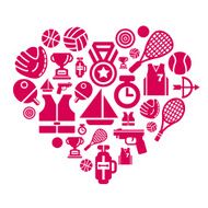 Sport Competition Icons in Heart Shape N2