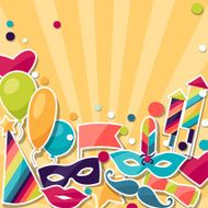 Celebration background with carnival stickers and objects