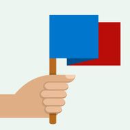 hand holding colorful flag vector illustration