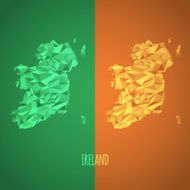 Low Poly Ireland Map with National Colors