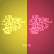 Low Poly Andorra Map with National Colors
