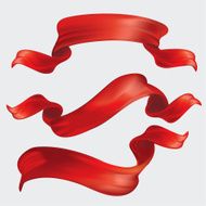 Red ribbon set isolated on grey background