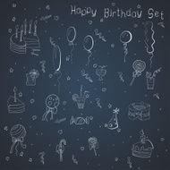 Set of hand-draw things for a birthday celebration N2