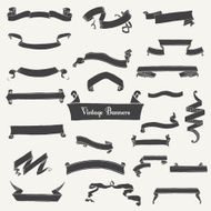 Vector set of ribbon banner shapes in vintage style N4