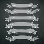 Vintage Ribbons Set on Blackboard N2