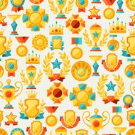 Seamless pattern with trophy and awards in flat design style N3