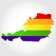 Rainbow flag in contour of Austria