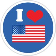 I Love USA flag Badge or sticker