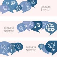 Business Strategy Banners And Relevant Icon Set N4