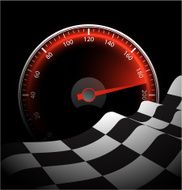 Chequered flag and speedometer N3