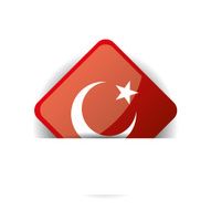Glossy icon with Flag of Turkey in white pocket