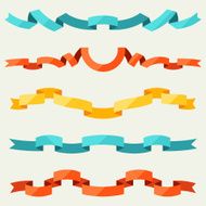 Set of ribbons for decoration in flat design style