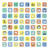 School icons cute set Vector illustration Hand drawn