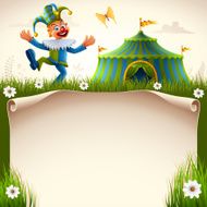 Clown and Circus Tent with Scroll