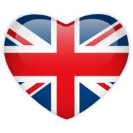 UK Flag Heart Glossy Button