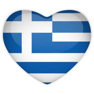 Greece Flag Heart Glossy Button N2