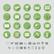 Soccer icons set flat design