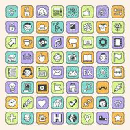 Internet hipster icons colorful set Vector Hand drawn
