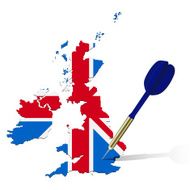 map of United Kingdom with dart