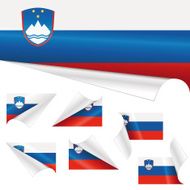 Slovenian Flags behind Curled Paper