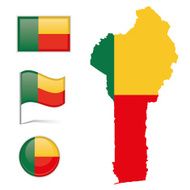 Benin map &amp; flag