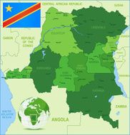 Democratic Republic of Congo - Green Map states cities flag