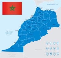 Map of Morocco - states cities flag navigation icons