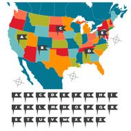USA and black map pins