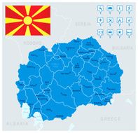 Map of Macedonia - states cities flag navigation icons