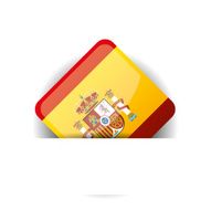 Glossy icon with Flag of Spain in white pocket