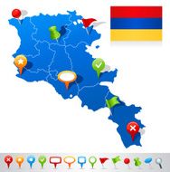 Map of Armenia with navigation icons