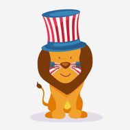 llustration of Lion in hat and tatto flag colors