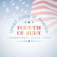Stylish text Fourth of July on shiny flag waving background