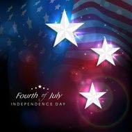Shiny silver stars on American flag waving background