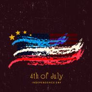 American Flag colors with golden star on grungy brown background