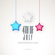 Stylish text 4th of July with colorful hanging stars