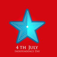 4th July celebration with blue folded star on red background