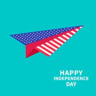 Big paper plane Dash line Happy independence day United states