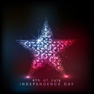 4th July celebration with shiny star on dark brown background
