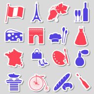 france country theme symbols stickers set eps10 N2