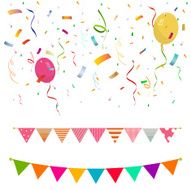 Bunting garlands and confetti