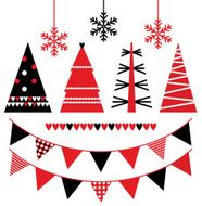 Abstract xmas trees and design elements isolated on white