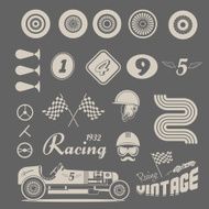 Vector icons of vintage car racing N2