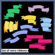 Set of retro and flat ribbons