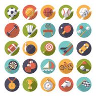 Round sports icons flat design vector set