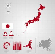 JAPAN flag Asia World Map N2