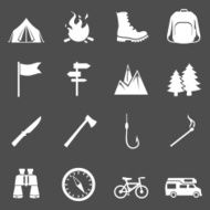 Vector Set of Hiking and Camping icons N19