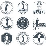 Set of vintage golf labels badges and emblems N2